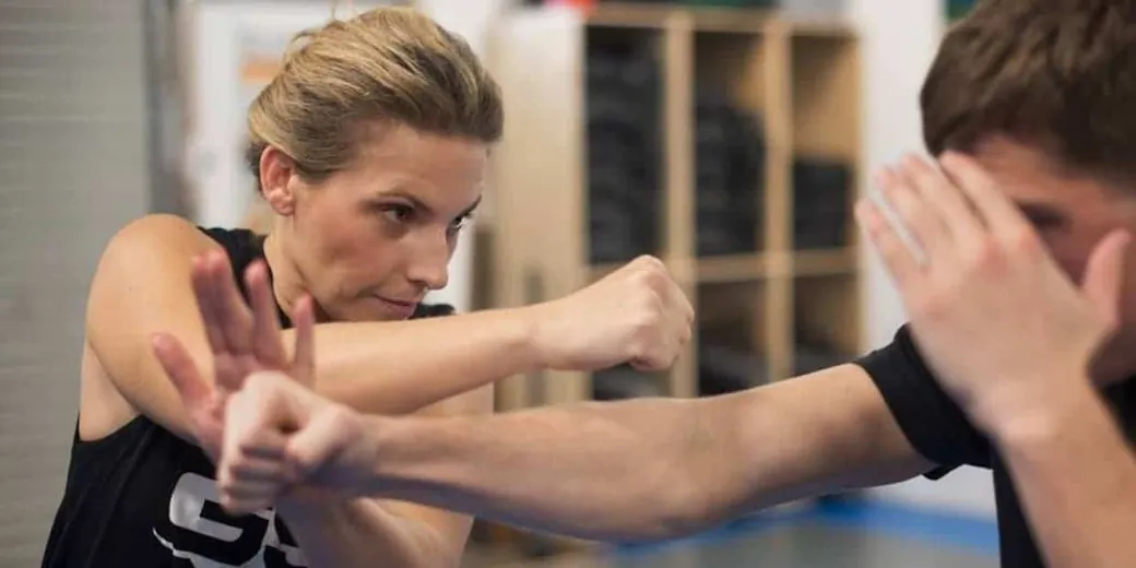 Beginners at a Krav Maga class